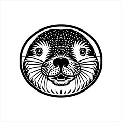Stylized Black and White Otter Face Illustration 1.