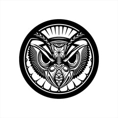 Obraz premium Stylized Black and White Owl Emblem Design.