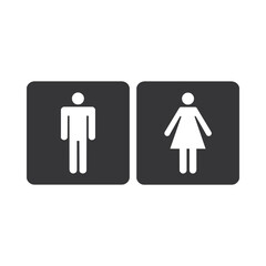 Minimalist male and female restroom signs