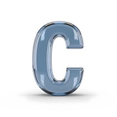 Glass Letter C, 3D Render, Blue Transparency