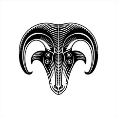 Naklejka premium Stylized Ram Head With Curving Horns.
