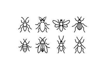8 different insect pairs icons line art vector 