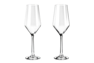 Two empty wine glasses crystal glassware stemware drinkware barware kitchenware dining tableware isolated on transparent background