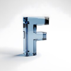 Glass Letter F,  3D Render,  Blue Transparency,  Crystal Alphabet