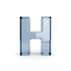 Glass Letter H: A 3D Render of a Transparent Blue Letter