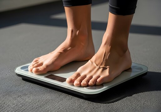 Feet on digital scale highlighting fitness journey and healthy lifestyle focus for wellness inspiration