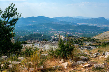 View of the square with columns in the ancient city of Sagalassos in Aglasun district of Burdur province in Turkey.
