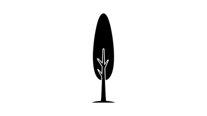Simple black silhouette icon of a tall stylized tree.