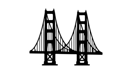 Simple black silhouette icon of the Golden Gate Bridge.