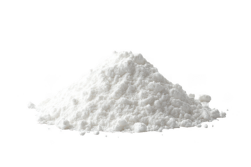 Pile of white powder sugar flour cocaine snow chemical ingredient dust particle isolated on transparent background