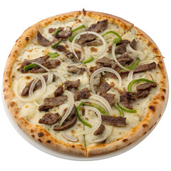 Philly Cheesesteak Pizza on transparent background