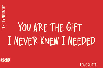 You Are The Gift I Never Knew I Needed  -Romantic Love Phrase Stylish Bold Typography Lettering Text Design