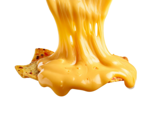  Close-Up of Melted Cheese Pouring Over Food, isolated on transparent background