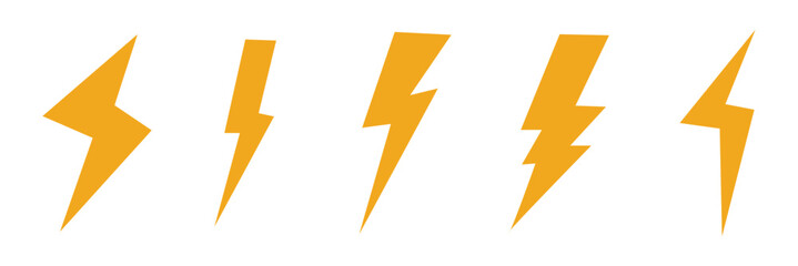 Vector electric lightning bolt logo set isolated on white background for electric power symbol