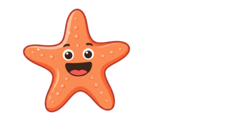 Happy Cartoon Starfish Smiling on White illustration featuring bright, beach, starfish, underwater, mouth, funny concept