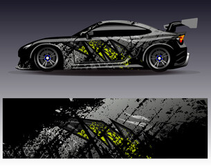 Car wrap design vector. Graphic abstract stripe racing background designs for vehicle, rally, race, adventure and car racing livery