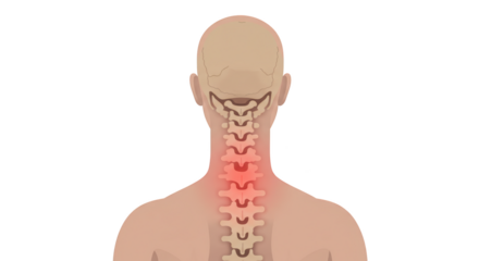 Human Neck Anatomy with Pain Illustration illustration featuring doctor, rehabilitation, sharp, cervical, soreness, inflammation concept design for modern