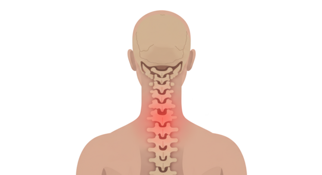 Human Neck Anatomy with Pain Illustration illustration featuring doctor, rehabilitation, sharp, cervical, soreness, inflammation concept design for modern