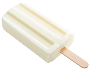 Single Vanilla Popsicle in Hand, Slight Tilt, Isolated