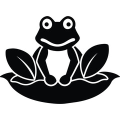 frog on lily pad vector icon