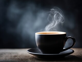 湯気が立ち上る熱いコーヒーカップと深い香りの一杯