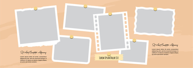 Pictures or photos frame collage layout abstract photo frames and digital photo wall template
