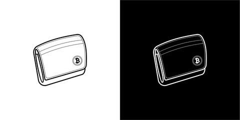 A simple line drawing illustration of a closed wallet, shown in both light and dark backgrounds.