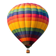 Fototapeta premium A colorful hot air balloon with a basket against a black background on a bright sunny day outdoors created with generated ai