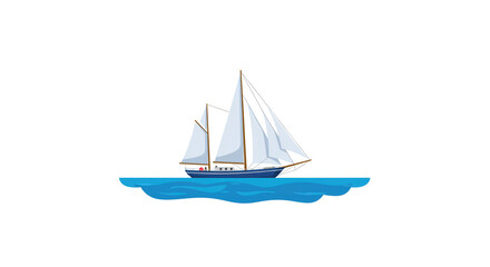 Fototapeta premium Sailing Boat on Blue Water illustration featuring sky, boat, holiday, tourism, symbol, recreation concept design