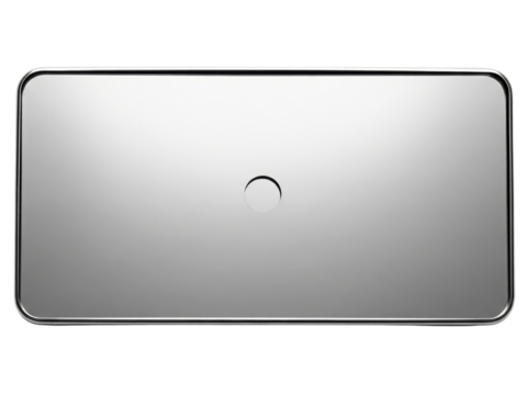 Rectangular chrome wall plate on a transparent background