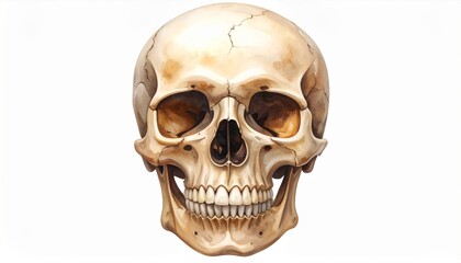 Fototapeta premium Anatomical Skull with Detailed Bone Structure Isolated Against White Background