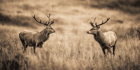 Obraz premium Animals and wildlife in natural habitats, neutral background, storytelling style, high detail