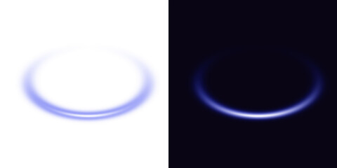 Subtle Glowing Neon Arc with Luminous Light Effect on Transparent Background
