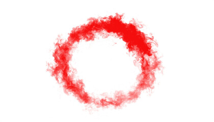 PNG creepy red smoke forming a soft, playful circular puff, perfect for eerie, abstract designs, Halloween projects, isolated transparent background for easy creative overlays.