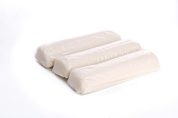 Ningbo Water Milled Rice Cake Sticks - Traditional Chinese Crispy White Dessert Bars Isolated on White Background