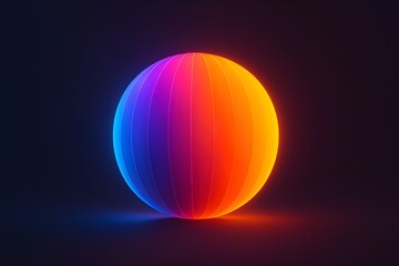 Vibrant glowing sphere with blue and orange gradient, abstract futuristic background