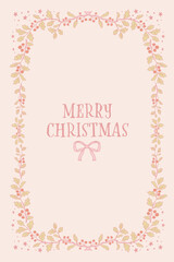 Christmas card design template with holly branch