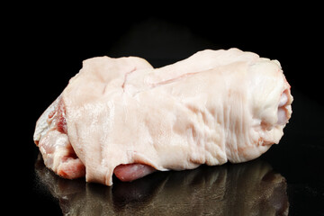 Fresh Raw Pork Elbow Cut Whole Piece Uncooked Meat on Black Background