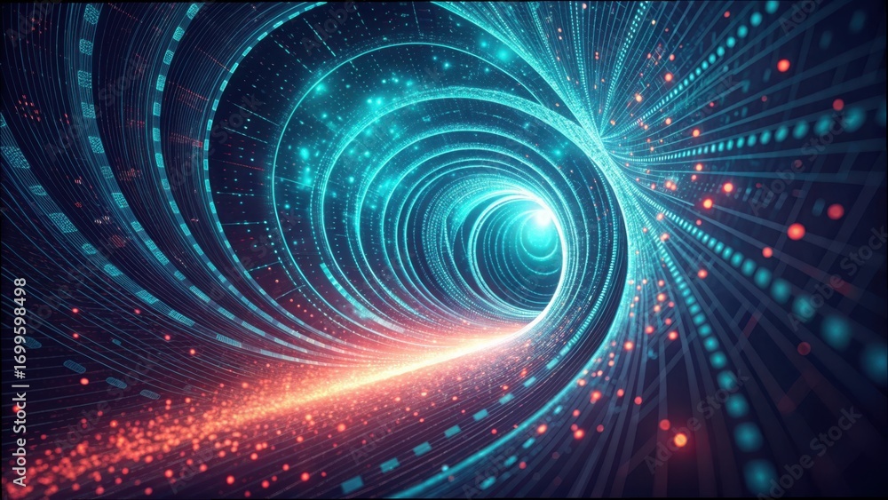 Aufkleber abstract concept of data tunneling and wormhole effect in space