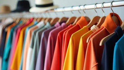 Colorful Clothes on Hangers in Fashion Store – Modern Retail Shopping Background