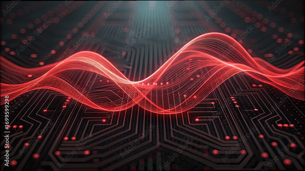 Poster abstract waves representing data transfer in technology background