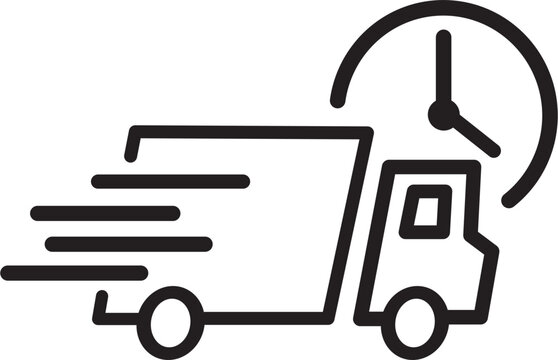 Fast shipping delivery truck flat vector icon for apps and websites