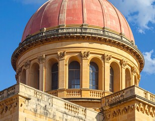 Fototapeta premium Exquisite architectural dome with intricate details against a clear blue sky