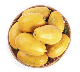 Fresh Yellow Papayas in Wicker Basket - Tropical Fruit Collection