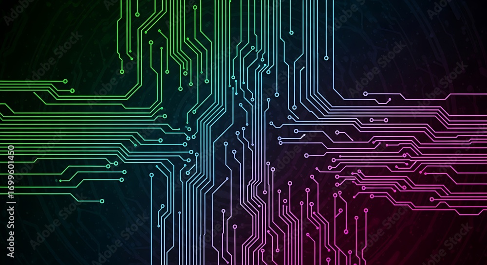 Aufkleber visualize the future with this vibrant circuit board pattern, perfect for tech backgrounds and digit