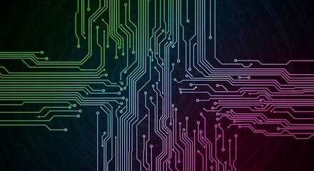 Visualize the future with this vibrant circuit board pattern, perfect for tech backgrounds and digital marketing materials