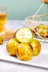 Fresh Sweet Dates Winter Fruit Red Yellow Crunchy Healthy Natural Food Snack Nutrition