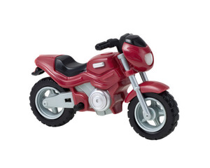 Obraz premium Red plastic toy motorcycle isolated on transparency background features detailed design black seat silver wheels and handlebars perfect for children playful and cheerful appearance