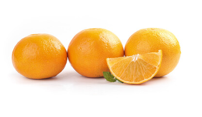 Fresh Ehime Oranges with Slice on White Background - Japanese Citrus Fruit