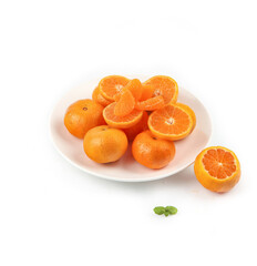 Fresh Sihui Tangerines from Guangxi China on White Plate - Citrus Fruit Display